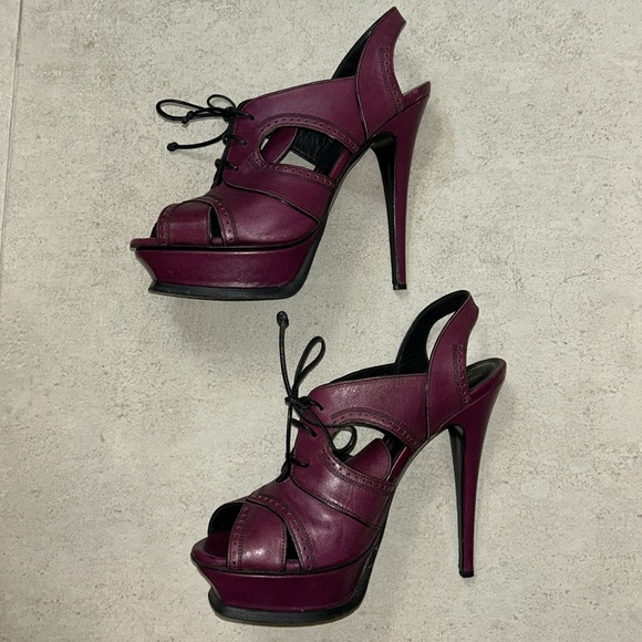 Authentic YSL Tribute Cut-Out Laces Purple 38 1/2 - Picture 3 of 12